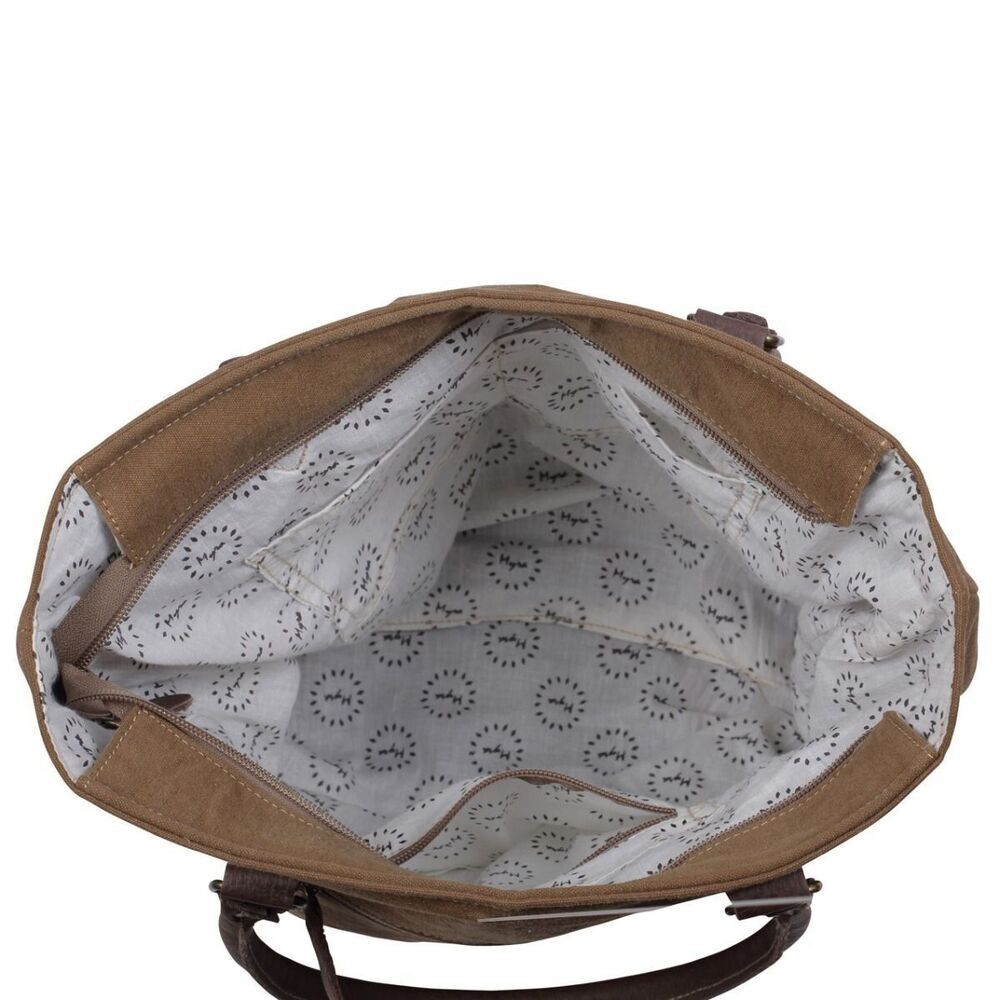 Myra Bag Handmade Amazing Tote Bag Upcycled Canvas & Cowhide Leather - Picture 7 of 8